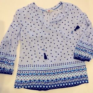 Boden blue patterned peasant blouse